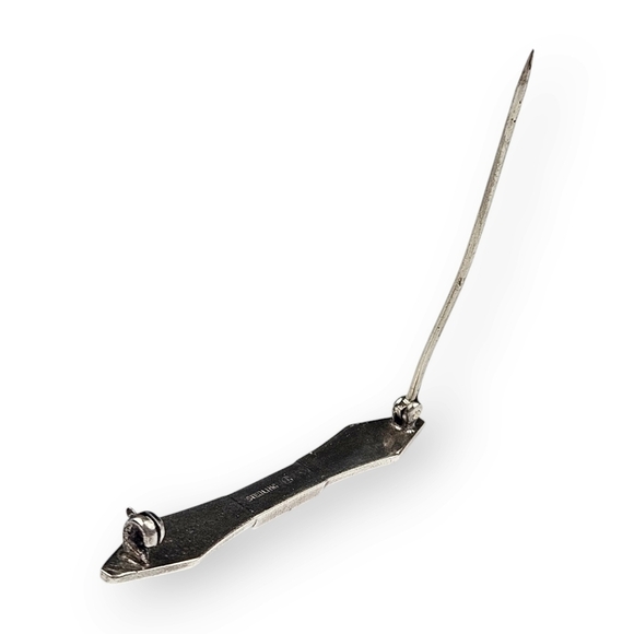 Antique Art Deco Sterling Brooch Yellow Rhinestone Goldstein Co 925 Silver Vtg - Picture 7 of 11